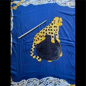 Cartier Jeweled Cat Silk Scarf in original package